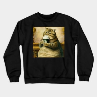 Rennaissance cat drinking Frapp Crewneck Sweatshirt